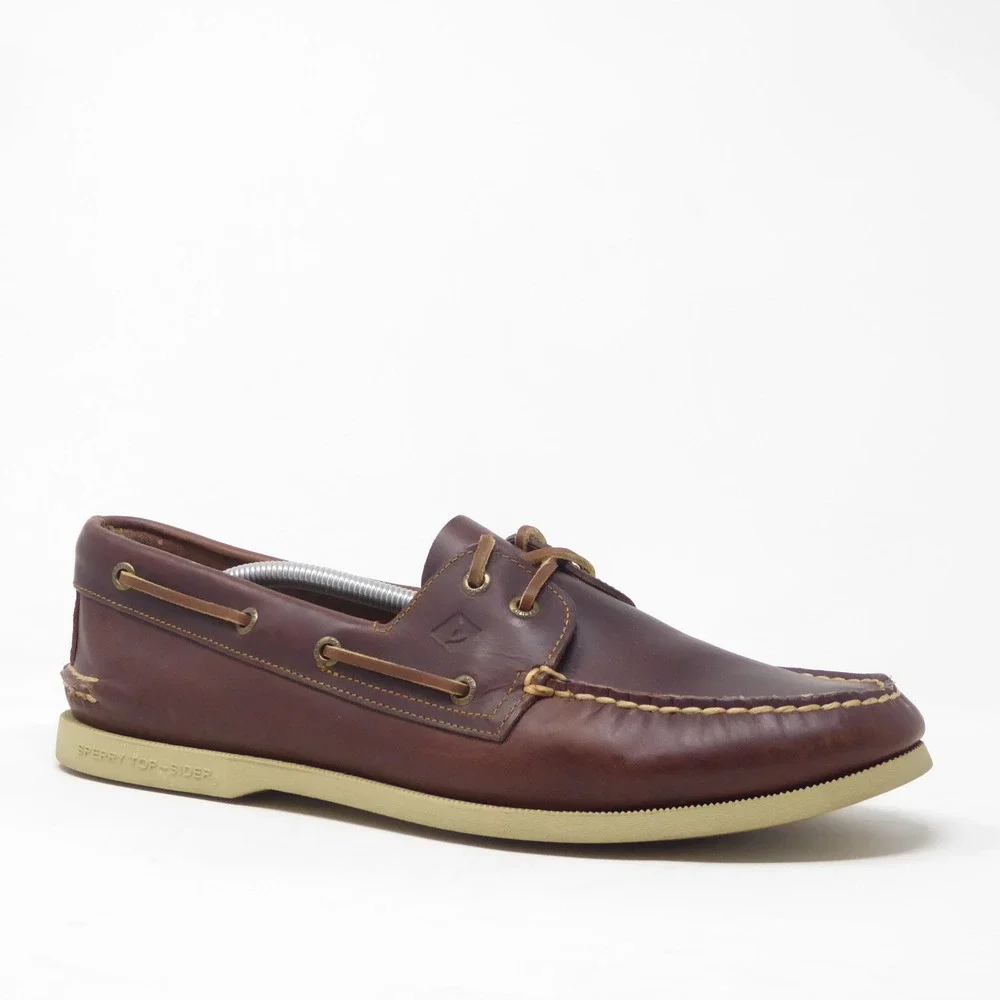 Sperry Mens 2-Eye Authentic Original Boat Shoes Brown Leather STS18309 Size 13M